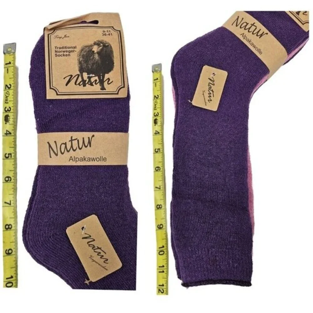 Women Winter Socks Alpaca Wool Solid Warm Boot Casual Thermal Thick 9-11 6 Pairs